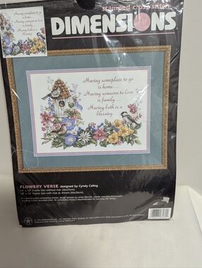 Dimensions Counted Cross Stitch Kit 3160 Flowery Verse . Not Started.  No Needle